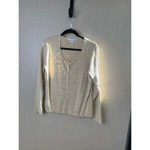 Vintage Casual Corner Women's‎ Sweater size x-large Tan Silk long sleeve button